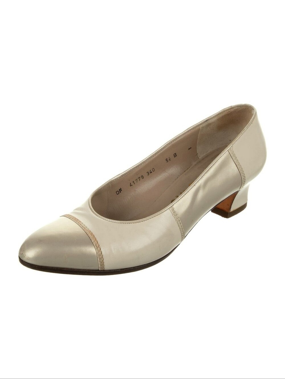 Vintage Salvatore Ferragamo Metallic Low Block Heel Pump Size 5 1/2 B